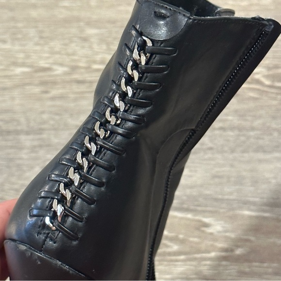 IMPO Faux Leather Black Heeled Boots with Silver Accent Down Back - Picture 14 of 15